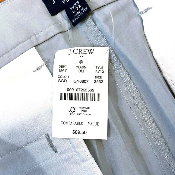 NWT J.Crew Slim-Fit Tech Chino Pant Scarborough Grey Size 35x32 - Picture 6 of 7